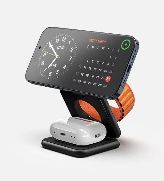 Faltbares magnetisches kabelloses 3-in-1-Ladegerät und Ständer-Set