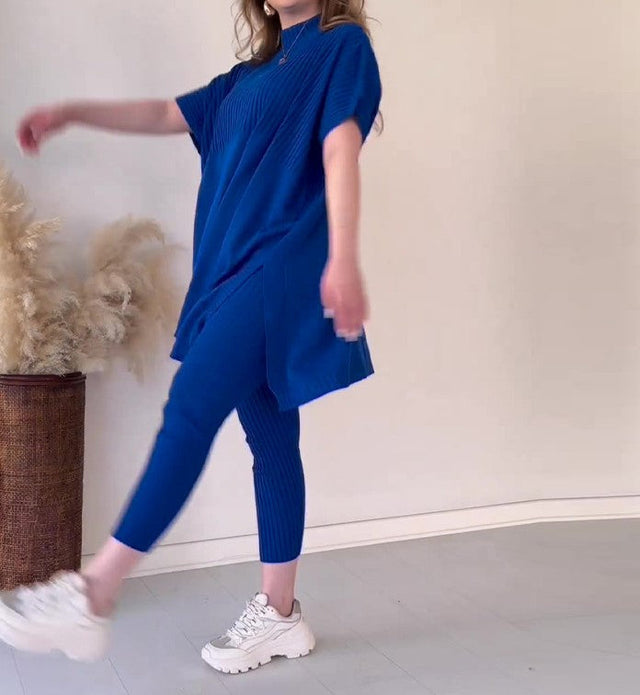 ✨New best-seller✨Women's two-piece stretch knit set (top + trousers).