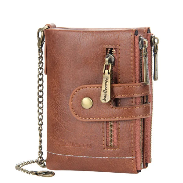 Herren Geldbörse mit Kette, Retro Bifold Kartenhalter Geldbörse