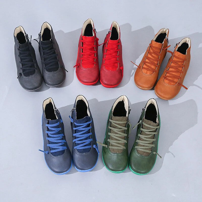 🔥Heute 49 % Rabatt🔥 Stiefeletten aus Vintage-Leder mit Fußgewölbeunterstützung für Damen