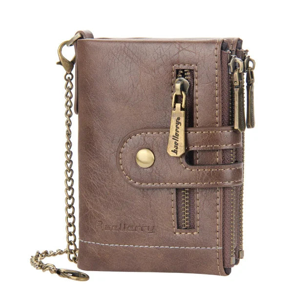 Herren Geldbörse mit Kette, Retro Bifold Kartenhalter Geldbörse