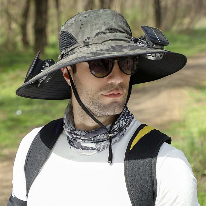 2025 New Wide Brim Solar Fan Outdoor Fishing Hat-Solar & USB Charging