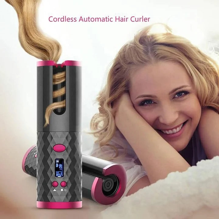 Automatic Cordless Auto Hair Curler, Rechargeable Portable Hair Curler with 6 Temps