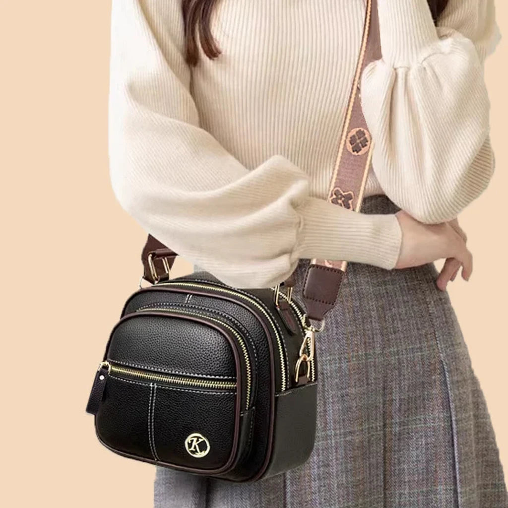 Classic Multifunctional Adjustable Wide Shoulder Strap Leather Bag