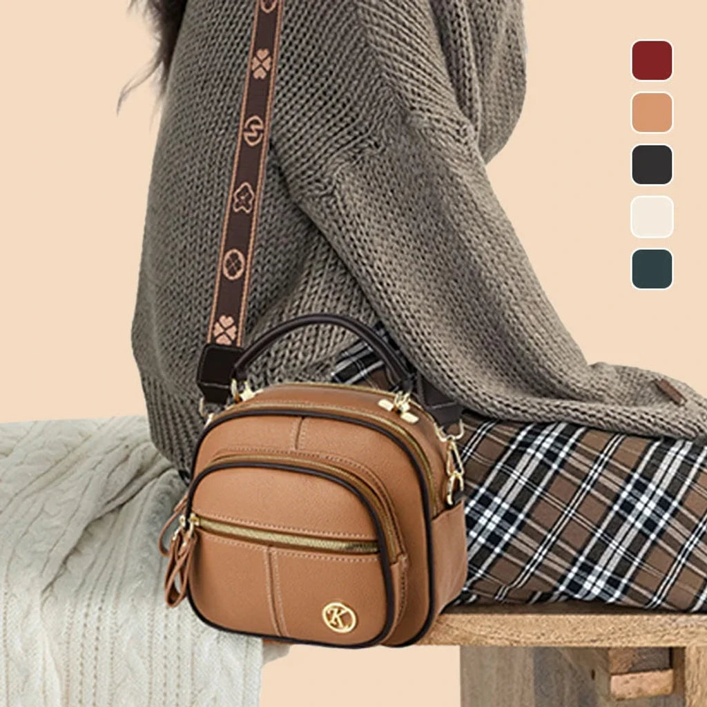 Classic Multifunctional Adjustable Wide Shoulder Strap Leather Bag