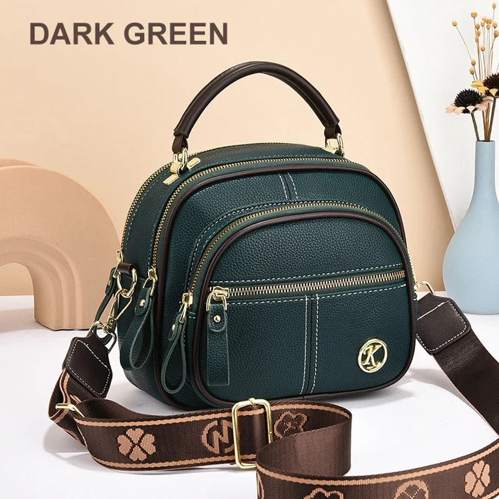 Classic Multifunctional Adjustable Wide Shoulder Strap Leather Bag