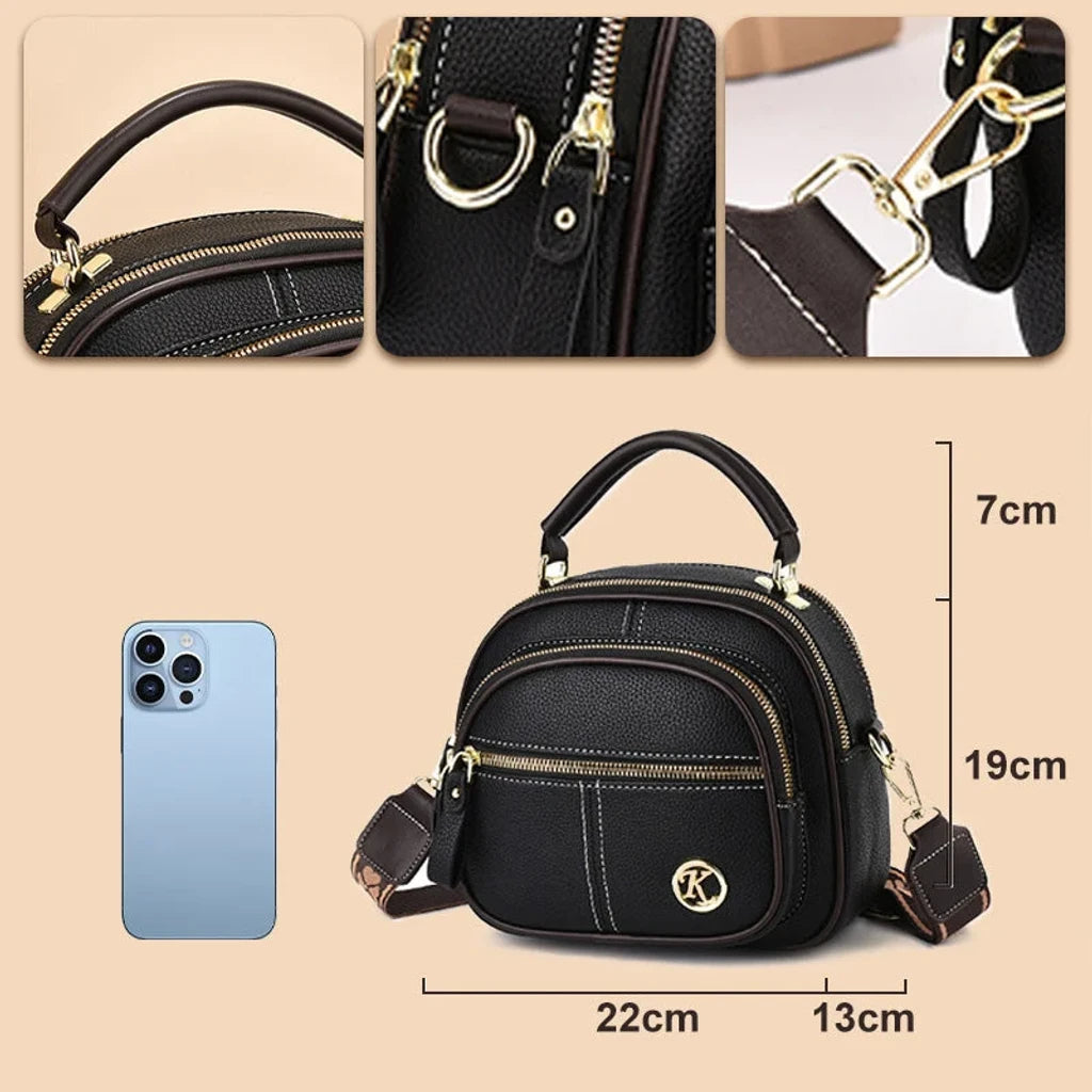 Classic Multifunctional Adjustable Wide Shoulder Strap Leather Bag
