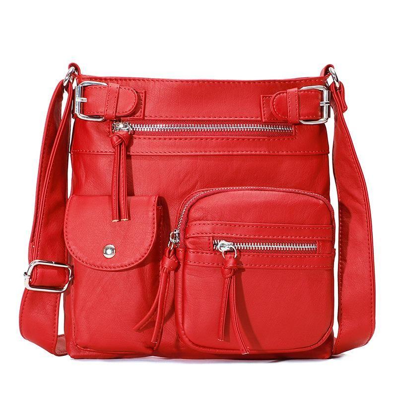 Premium Multi-Pocket Crossbody Bag, Soft Leather Shoulder Bag