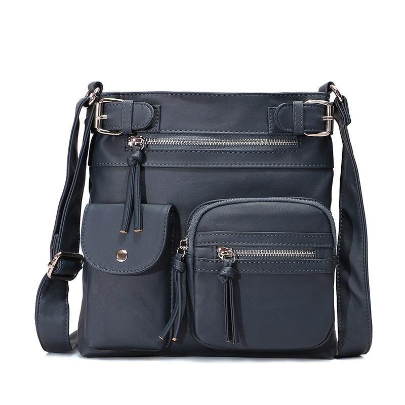 Premium Multi-Pocket Crossbody Bag, Soft Leather Shoulder Bag