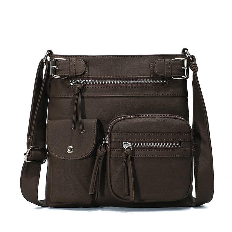 Premium Multi-Pocket Crossbody Bag, Soft Leather Shoulder Bag