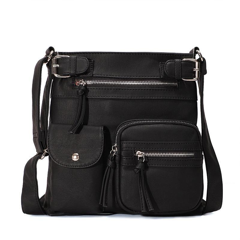 Premium Multi-Pocket Crossbody Bag, Soft Leather Shoulder Bag