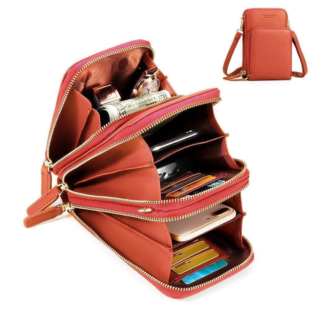 3-Layers Leather Crossbody Shoulder Bag - Beelovy
