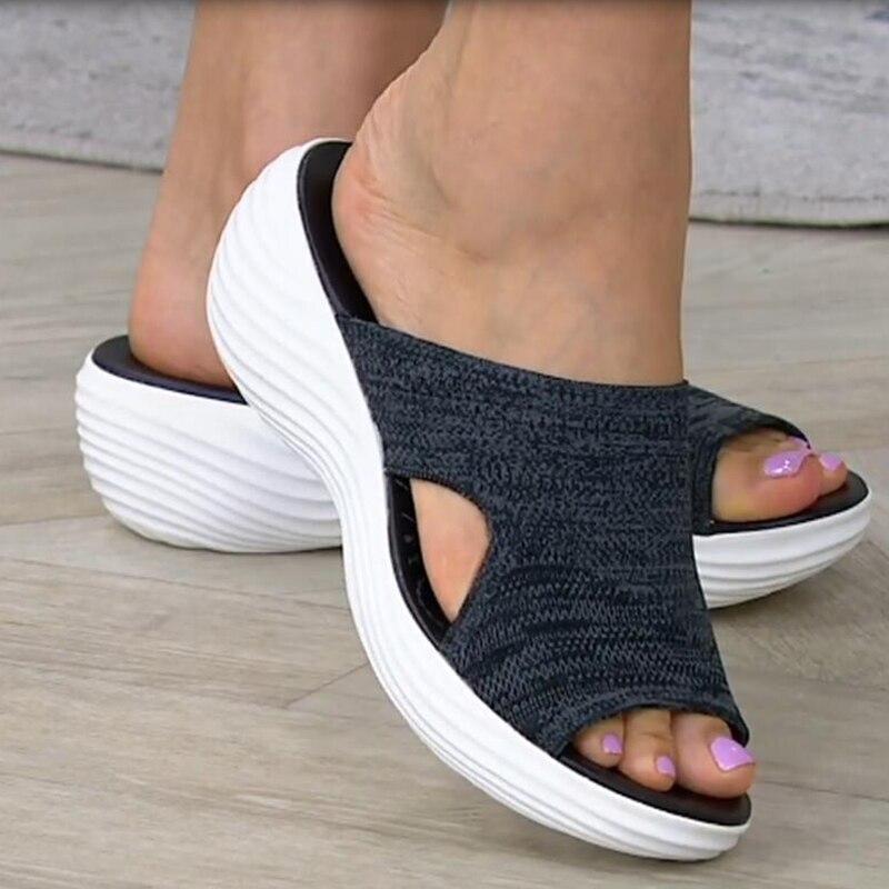 Stretch Orthotic Slide Sandals, Knitted Sports Corrective Sandals - Beelovy