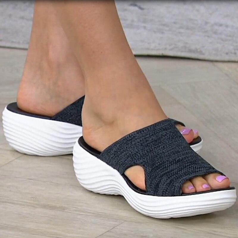 Stretch Orthotic Slide Sandals, Knitted Sports Corrective Sandals - Beelovy