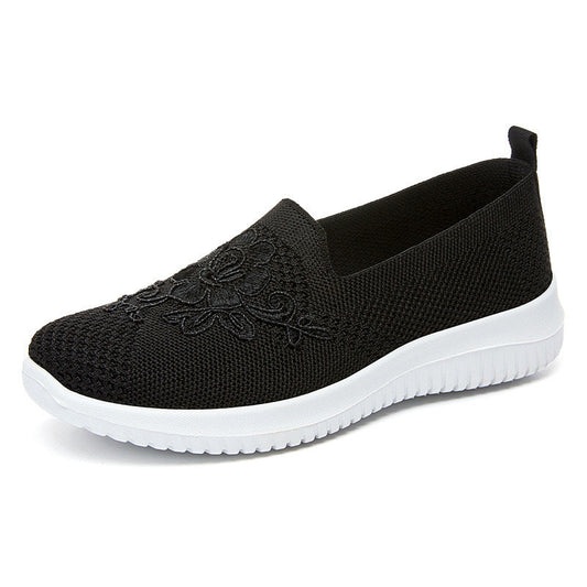 🔥Letzter Tag 45 % RABATT - Damen-Sneaker mit Strickstickerei, leichte, atmungsaktive Slip-On-Schuhe mit orthopädischer weicher Sohle