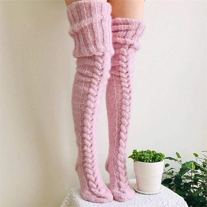 Sonderangebot - Warme, extra lange Stricksocken über dem Knie