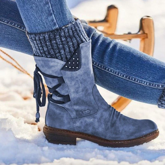 Damenstiefel mit halbhoher Schafthöhe und Fußgewölbeunterstützung für Herbst und Winter