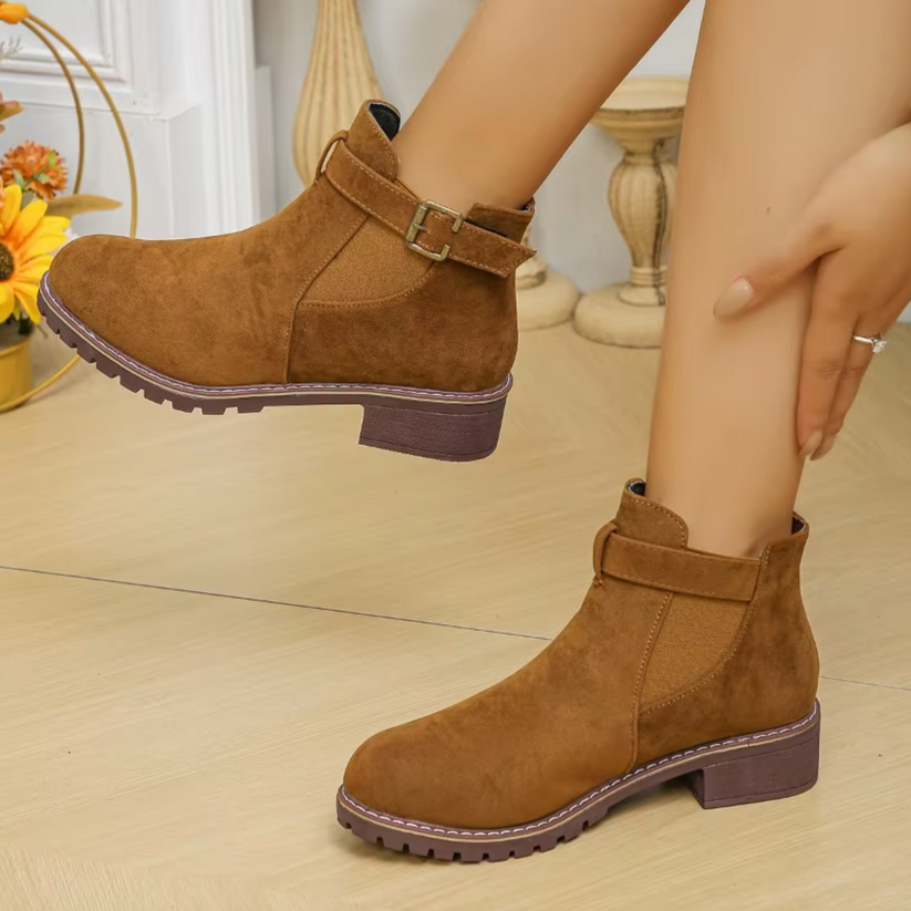 Women's Retro Ankle Boots, Slip-On Casual Low Heel Boots for Women