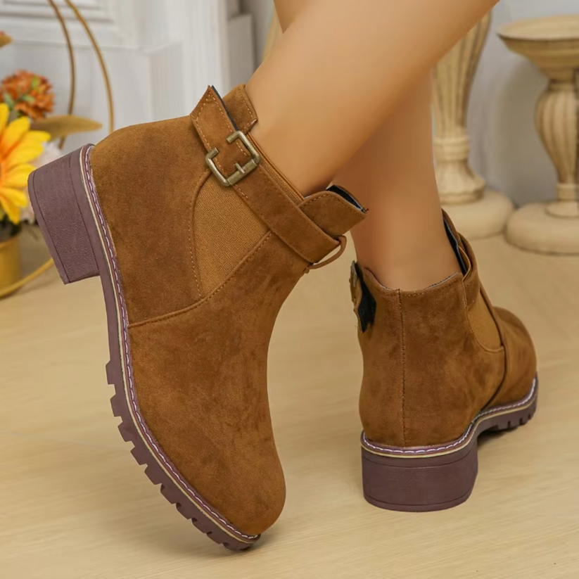 Women's Retro Ankle Boots, Slip-On Casual Low Heel Boots for Women