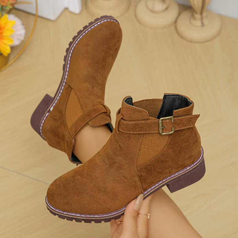 Women's Retro Ankle Boots, Slip-On Casual Low Heel Boots for Women