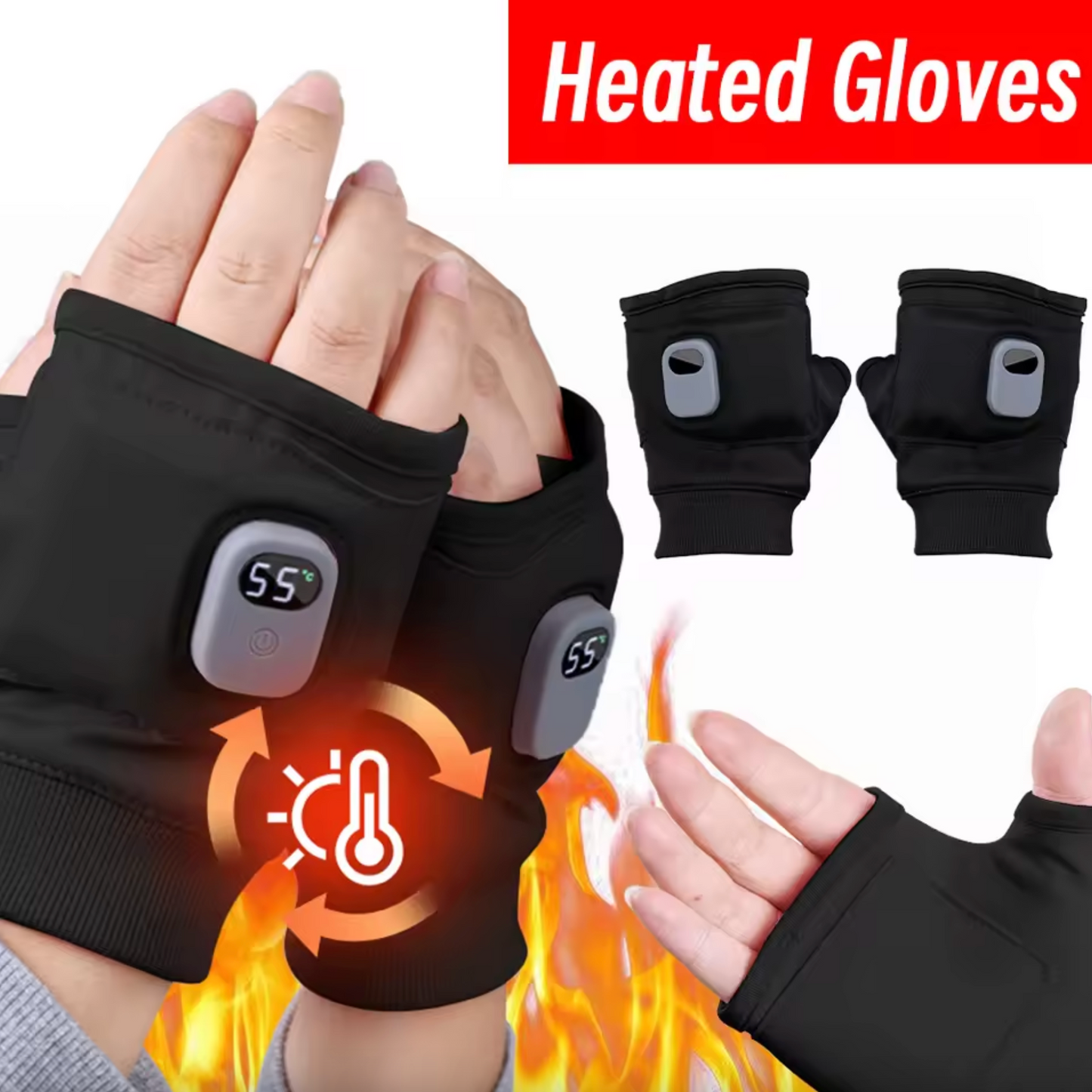 2024 Smart Thermostatic Heated Fingerless Gloves