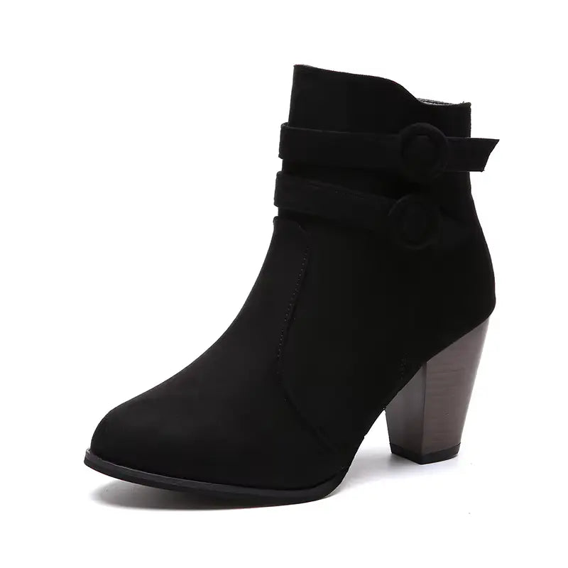 WarmStep™ Elegant Orthopedic Ankle Boots — Non-Slip Block Heel, Side Zip
