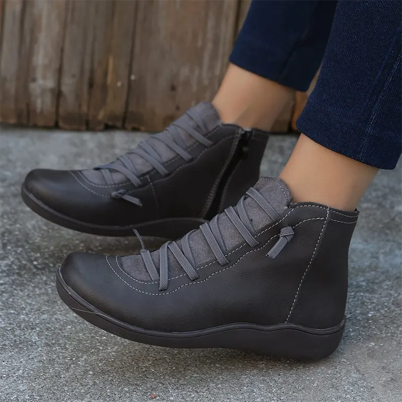 🔥Heute 49 % Rabatt🔥 Stiefeletten aus Vintage-Leder mit Fußgewölbeunterstützung für Damen