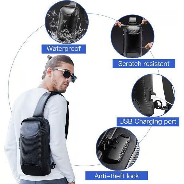 🎁2024 New Year Hot Sale🎁New Carbon Fiber Streamline Anti-Theft Sling Bag 🔥