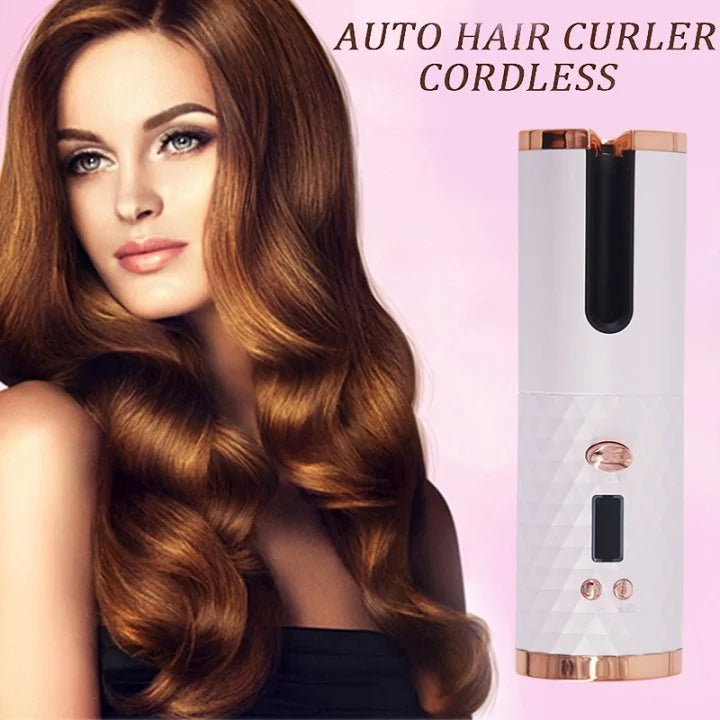 Automatic Cordless Auto Hair Curler, Rechargeable Portable Hair Curler with 6 Temps